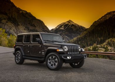 Jeep Wrangler in Mountain Landscape