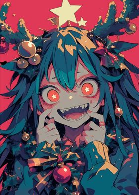 Creepy Christmas Anime Girl