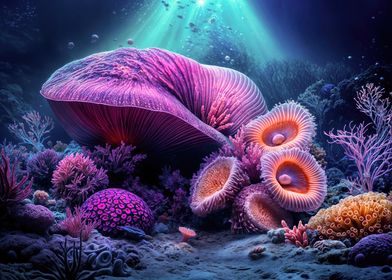 Mystical Underwater Coral Reef