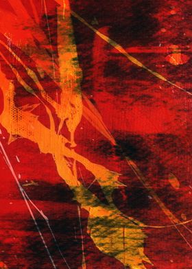 Abstract Red and Gold Painting