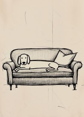 Dog on Couch Sketch