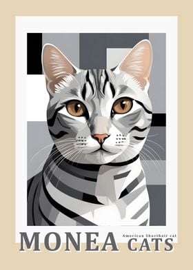 Abstract American Shorthair Cat Portrait