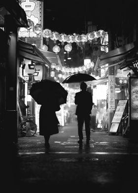 Silhouettes in a Japanese Alley