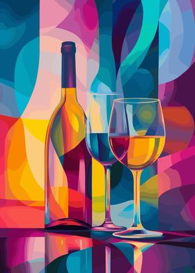 Abstract Wine Still Life