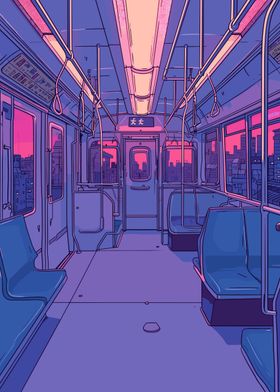 Empty Train Car at Sunset