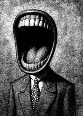 Surreal Man with Open Mouth