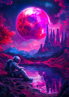 Astronaut Under Pink Moon