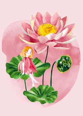 Fairy and Lotus Flower