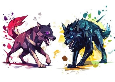 Two Wolves, Digital Art