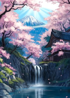 Japanese Waterfall Landscape