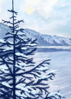 Snowy Pine Tree Landscape