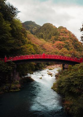 Red Bridge Over River