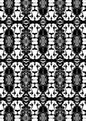 Lion Face Pattern Black and White