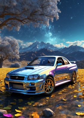 Nissan Skyline R34 in Dreamy Landscape