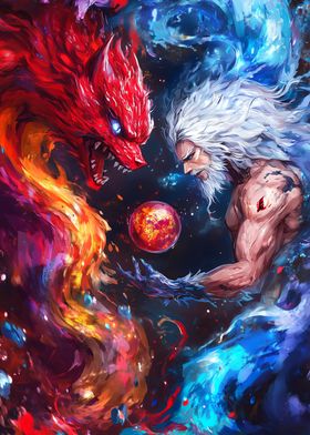 Nine-Tailed Fox and Ice Jutsu