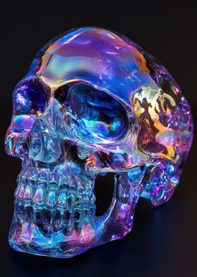 Iridescent Skull Sculpture