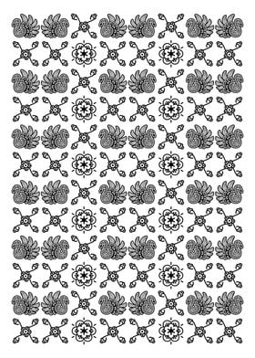 Batik Jambi Black and White Floral Pattern