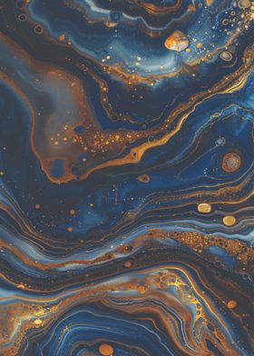 Abstract Blue and Gold Swirls