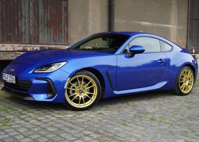 Subaru BRZ Blue with Gold Wheels