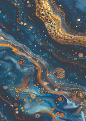 Abstract Blue and Gold Swirls