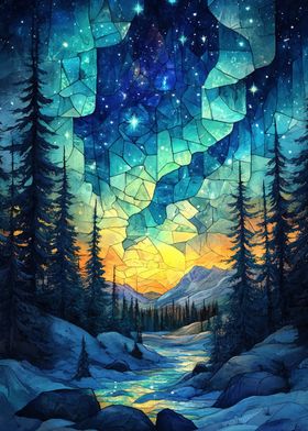 Stained Glass Night Sky