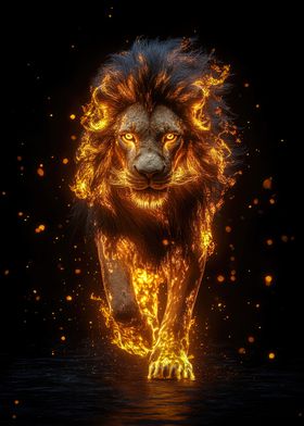 Flaming Lion in the Dark