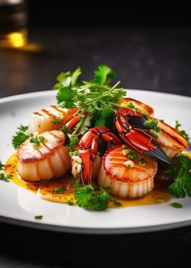 Grilled Scallops with Crab