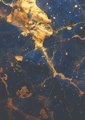 Gold and Blue Abstract Art