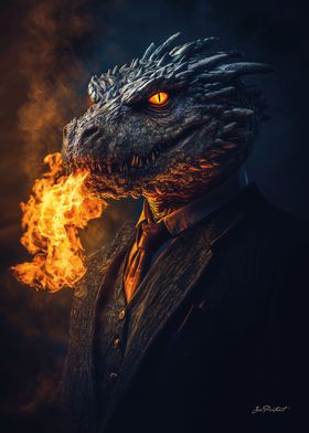 Portrait of a Dragon in Suit