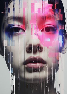 Digital Glitch Woman Portrait