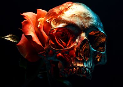 Golden Skull and Rose