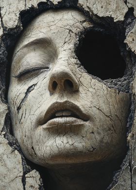 Cracked Face Sculpture