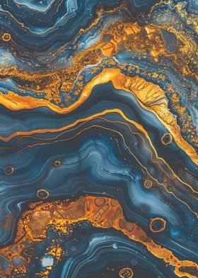 Abstract Blue and Gold Swirls