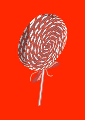 Red and White Swirled Lollipop