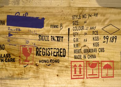 Shipping Label on Wooden Crate