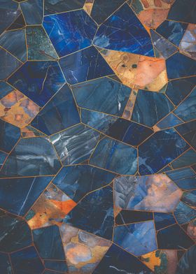 Blue and Gold Stone Mosaic