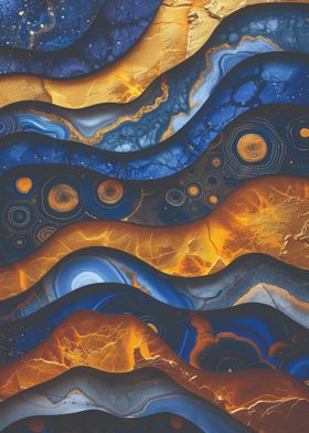 Abstract Blue and Gold Waves