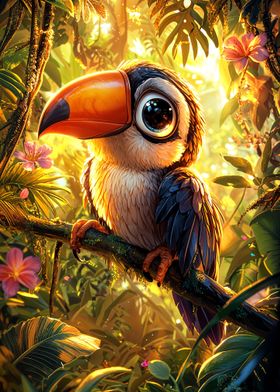 Cute Toucan in Jungle