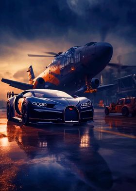 Bugatti & Helicopter