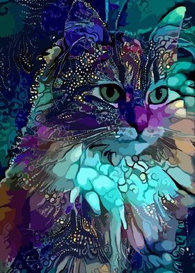 Abstract Cat Portrait