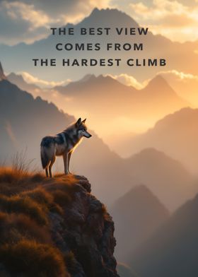 Wolf on Mountain Motivation Inspiration