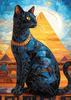 Egyptian Cat with Pyramids