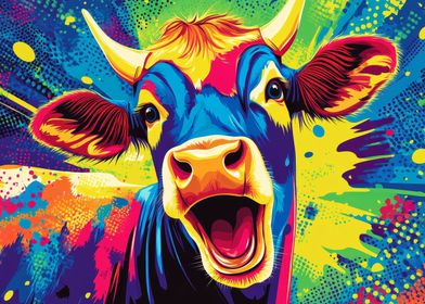 Colorful Cow Portrait