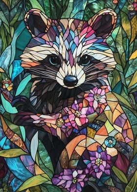 Stained Glass Raccoon