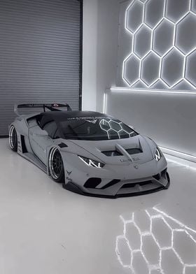 Gray Lamborghini with Custom Body Kit