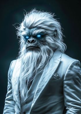 Portrait of Yeti in Suit