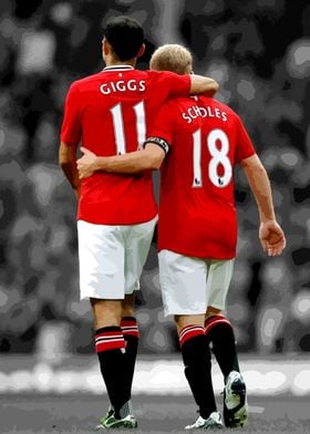 Giggs and Scholes Football Print