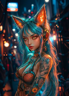 Cyberpunk Fox Girl