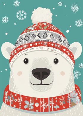 Polar Bear in Winter Hat