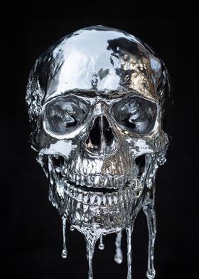 Melting Silver Skull